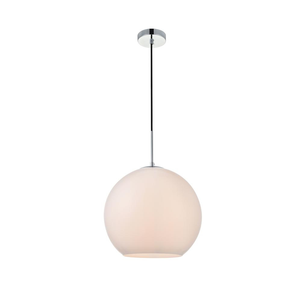 Alt View 2. Living District - Baxter 1 Light Chrome Pendant With Frosted White Glass - Chrome And Frosted White.