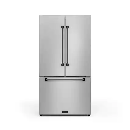 Front. Thor Kitchen - 36 in. Wide Gordon Ramsay Series by Thor Kitchen 20.3 Cu. Ft. Counter Depth Refrigerator with Black Hardware - Stainless steel.