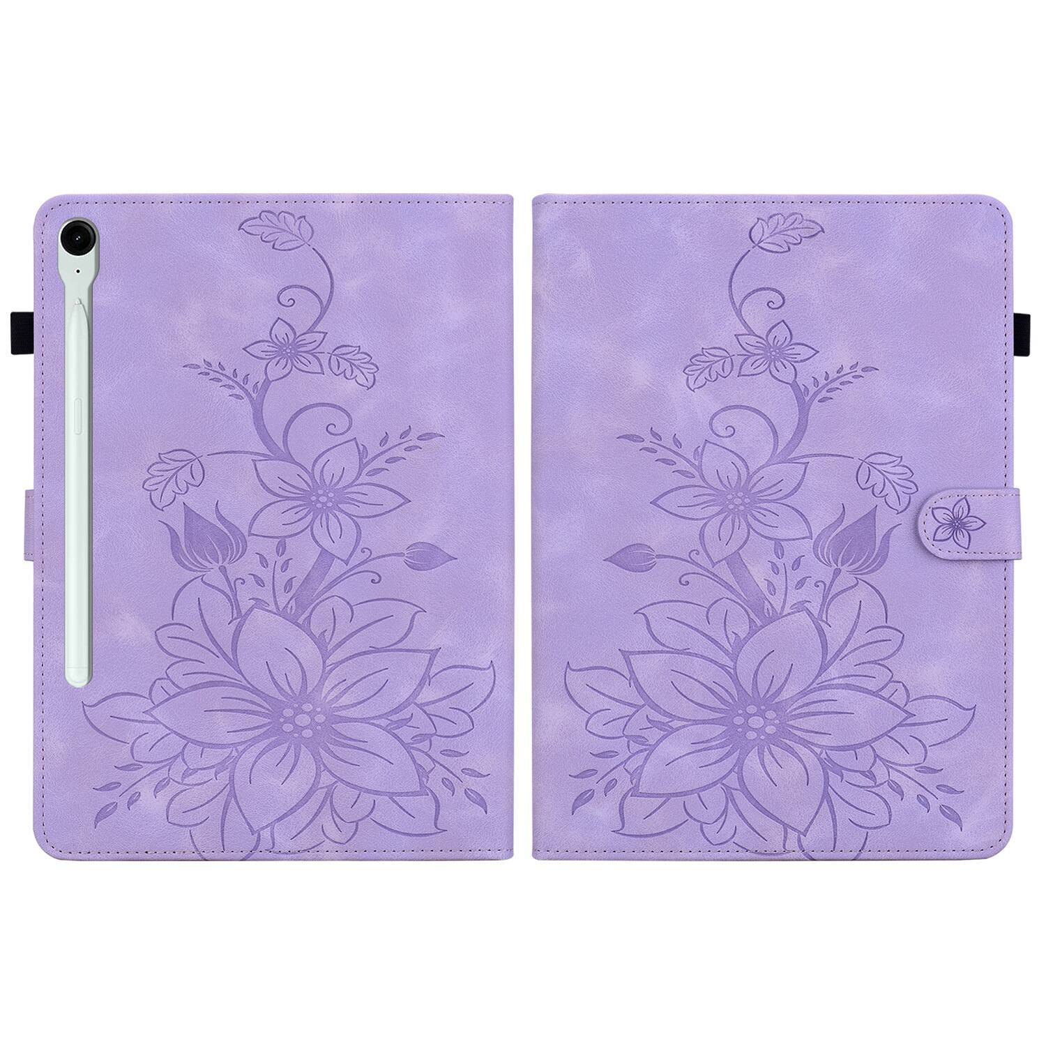 Alt View 2. Dteck - Case for Samsung Galaxy Tab S10 FE & S10 Lite and S9 FE & S9,Embossed Pattern PU Leather Flip Card Holder Stand Cover - Purple.