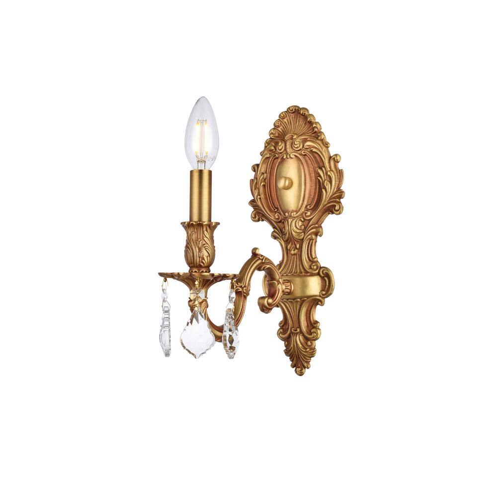 Alt View 3. Elegant Lighting - Monarch 1 light French Gold Wall Sconce Clear Royal Cut Crystal - French Gold.