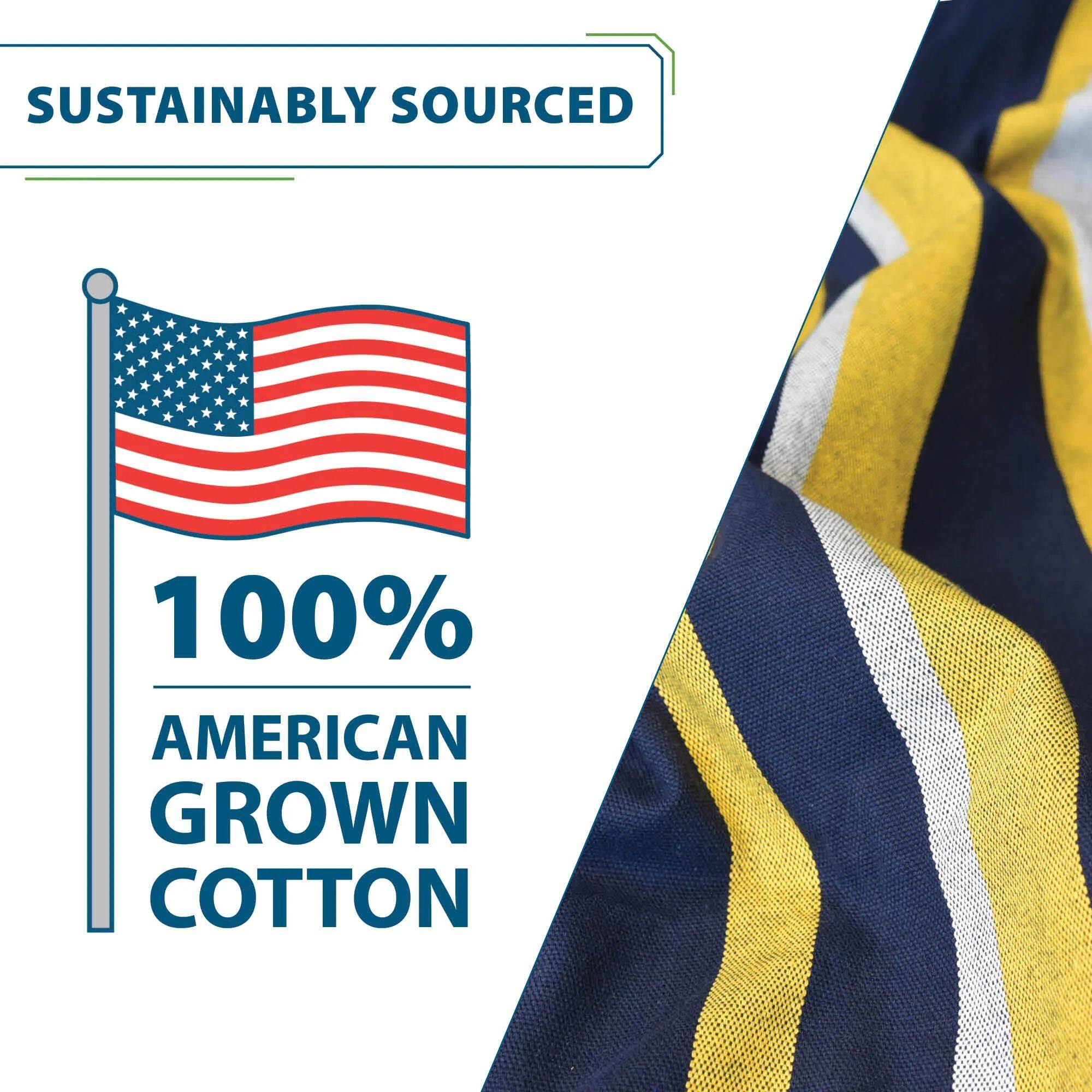 SUSTAINABLY SOURCED  
100% AMERICAN GROWN COTTON