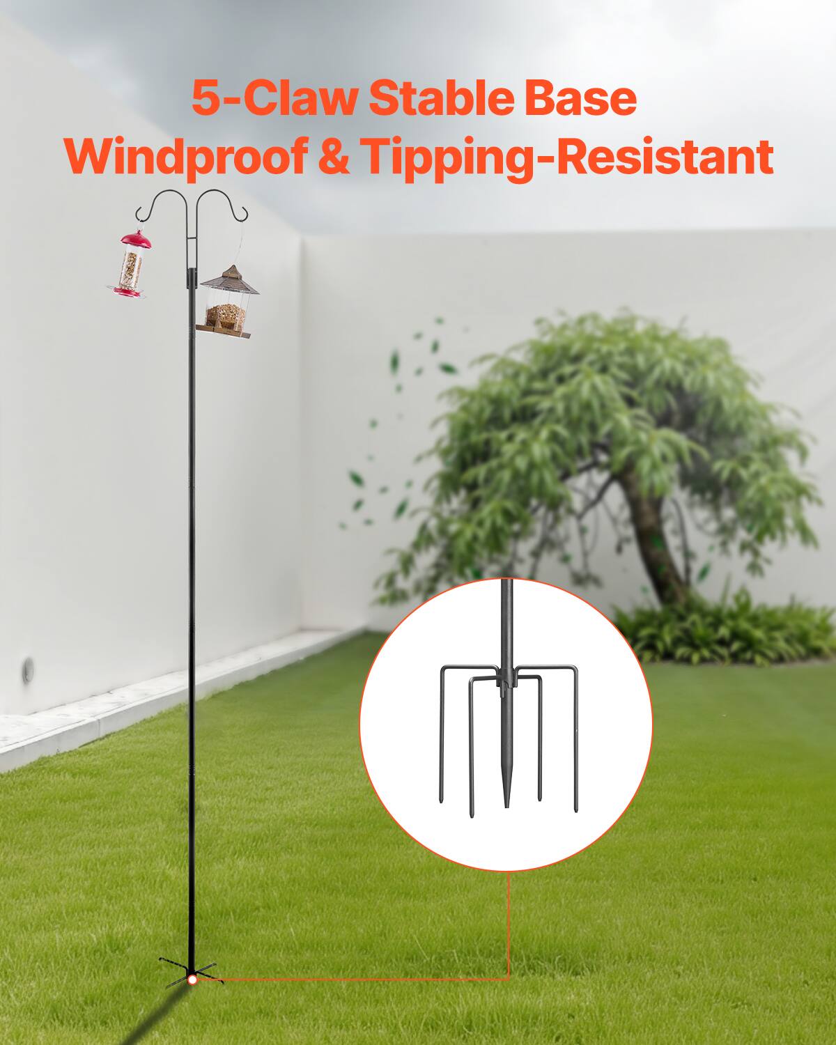 5-Claw Stable Base  
Windproof & Tipping-Resistant