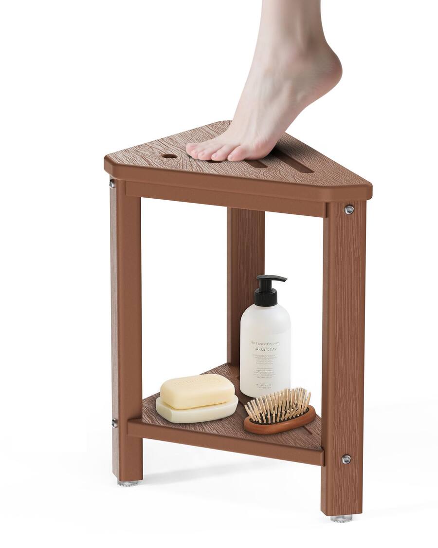 Stainless Steel Shower Stool for Inside Shower, 15.4'' H Shower Foot Rest, Corner Shower Stool with Storage Shelf, Shower Step for Shaving Legs, Bathroom Corner Shower Bench, Silver Stainless Steel Shower Stool for Inside Shower, 15.4'' H Shower Foot Rest, Corner Shower Stool with Storage Shelf, Shower Step for Shaving Legs, Bathroom Corner Shower Bench, Silver