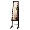 Front. Costway - Mirrored Jewelry Cabinet Organizer w/18 LED lights Brown - Brown.