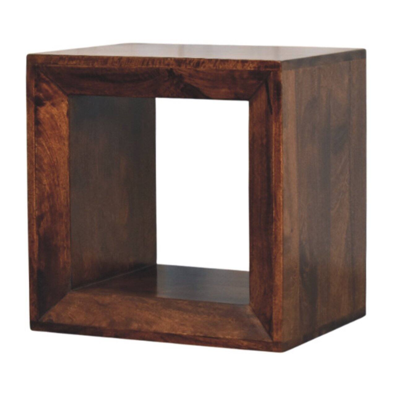 Angle. Artisan Furniture - Solis Open California Walnut Side Table - dark brown.