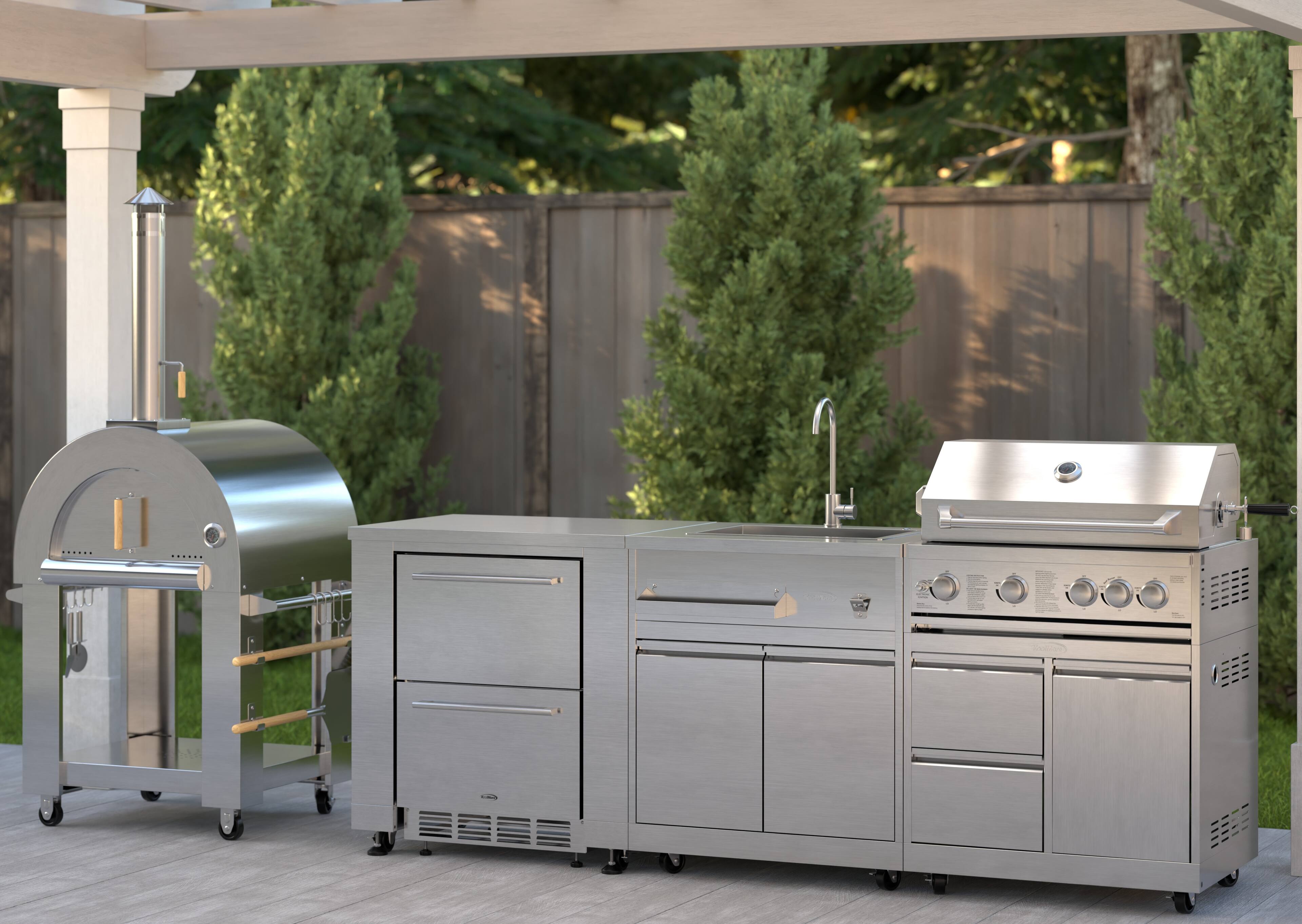 Alt View 10. Koolmore - 32 in. Outdoor Gas and Wood Fired Pizza Oven in Stainless-Steel (KM-OKS-DFPO) - Stainless-Steel.