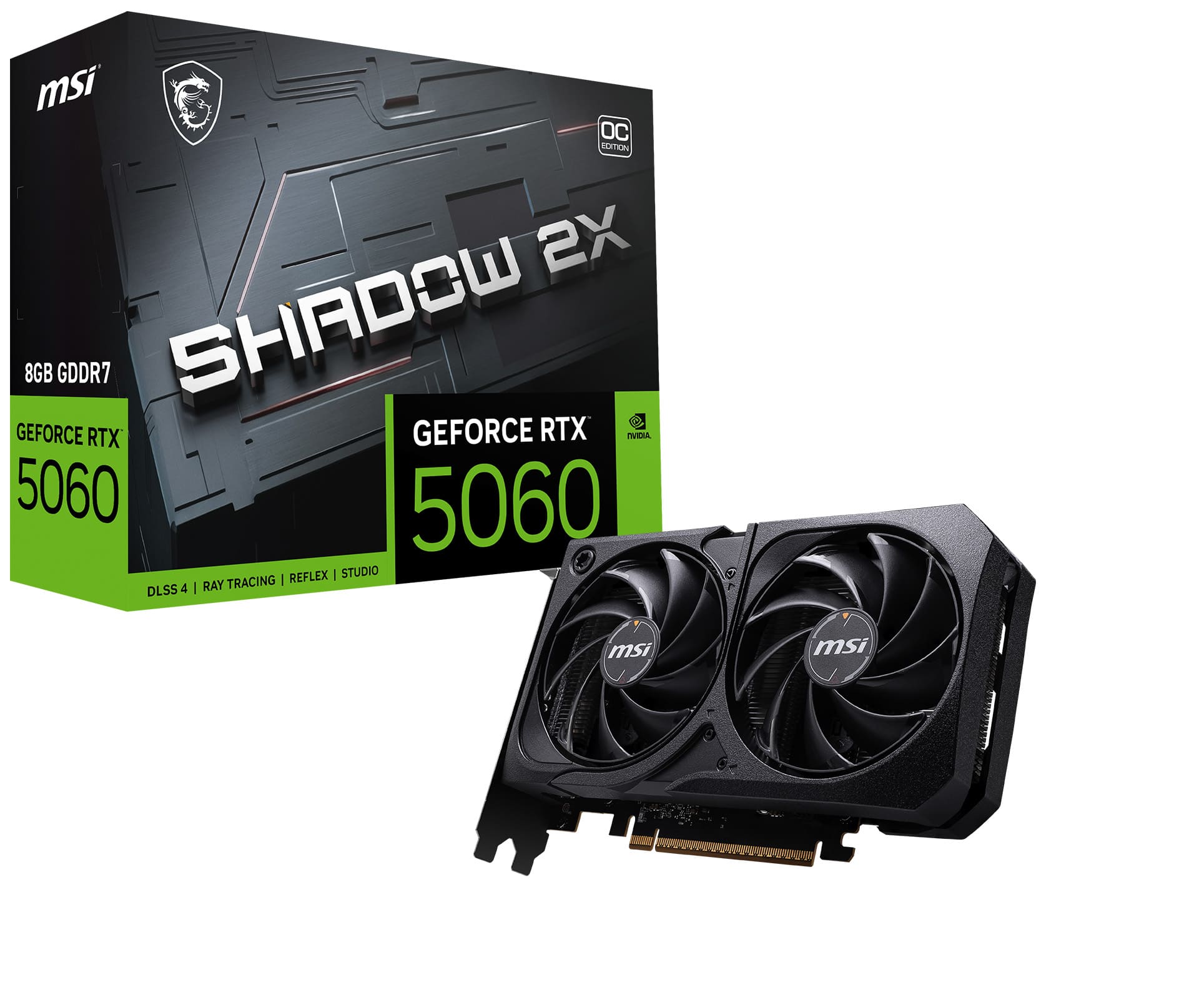 MSI - NVIDIA GeForce RTX 5060 8G SHADOW 2X OC 8GB GDDR7 PCI Express Gen 5 Graphics Card - Black