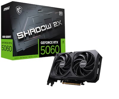 MSI NVIDIA GeForce RTX 5060 8G SHADOW 2X OC 8GB GDDR7 PCI Express MSI NVIDIA GeForce RTX 5060 8G SHADOW 2X OC 8GB GDDR7 PCI Express