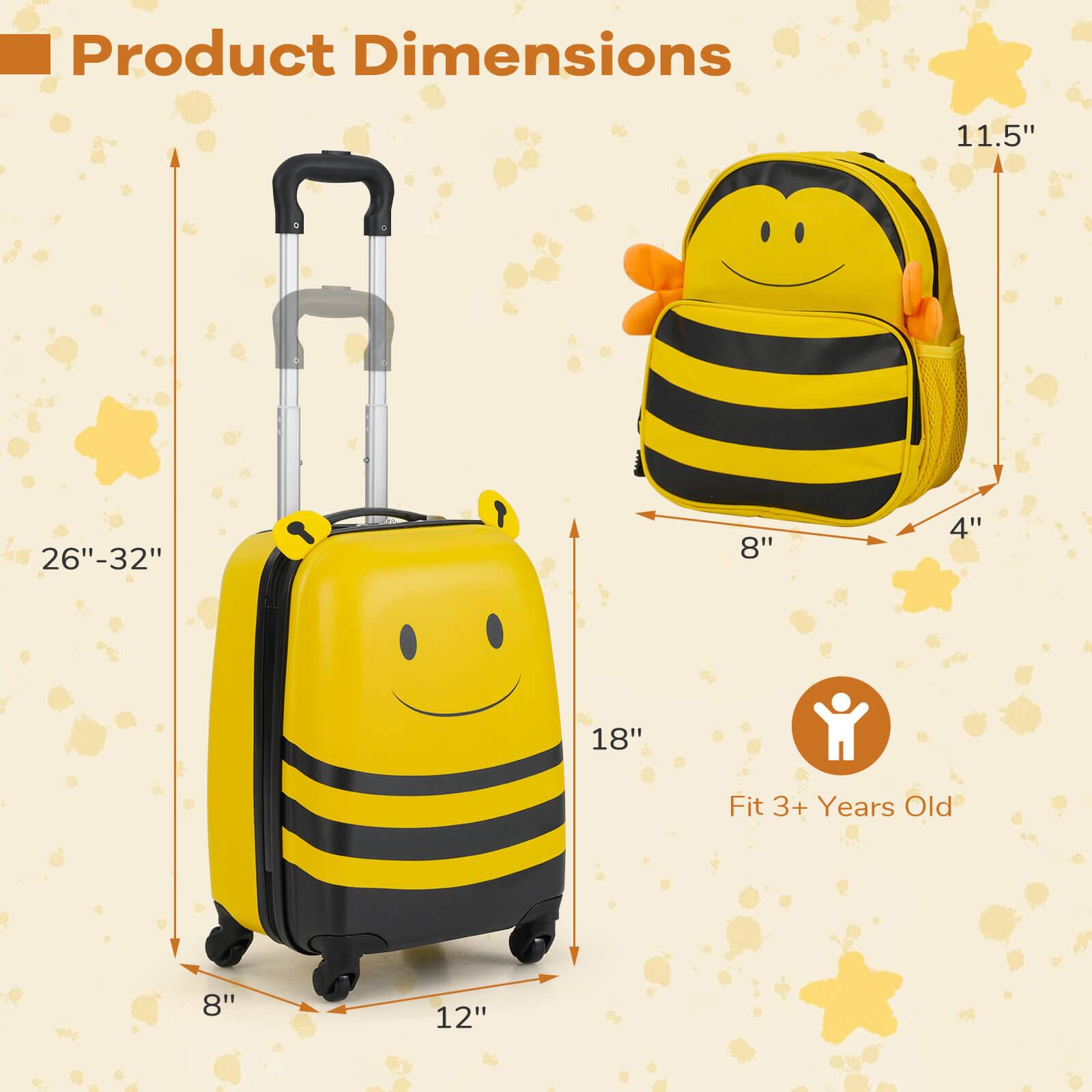 Product Dimensions

- Height: 26" - 32"
- Width: 12"
- Depth: 8"
- Height of Backpack: 11.5"
- Width of Backpack: 8"
- Depth of Backpack: 4"
- Height of Backpack Handle: 18"

Fit: 3+ Years Old