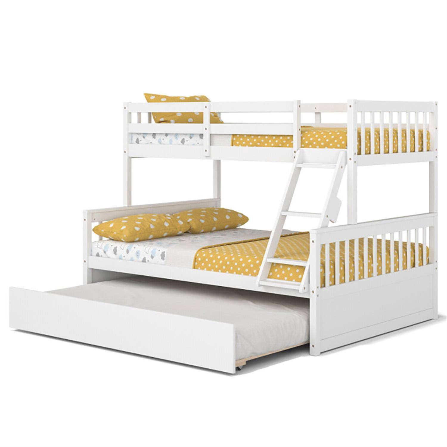 Alt View 6. Pefilos - Twin Pull-Out Bunk Beds with Ladder in the Steps and a Trundle, Full Convertible Bunk Bed Platform - White.