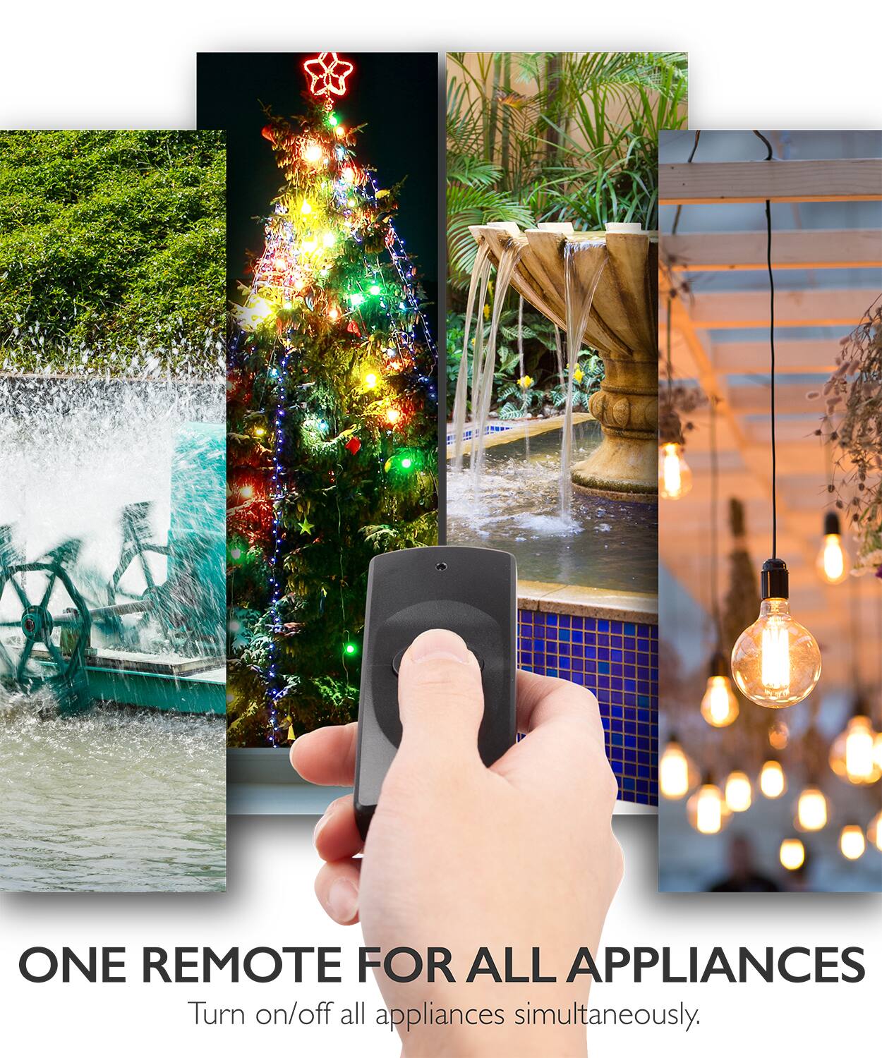 ONE REMOTE FOR ALL APPLIANCES
Turn on/off all appliances simultaneously.