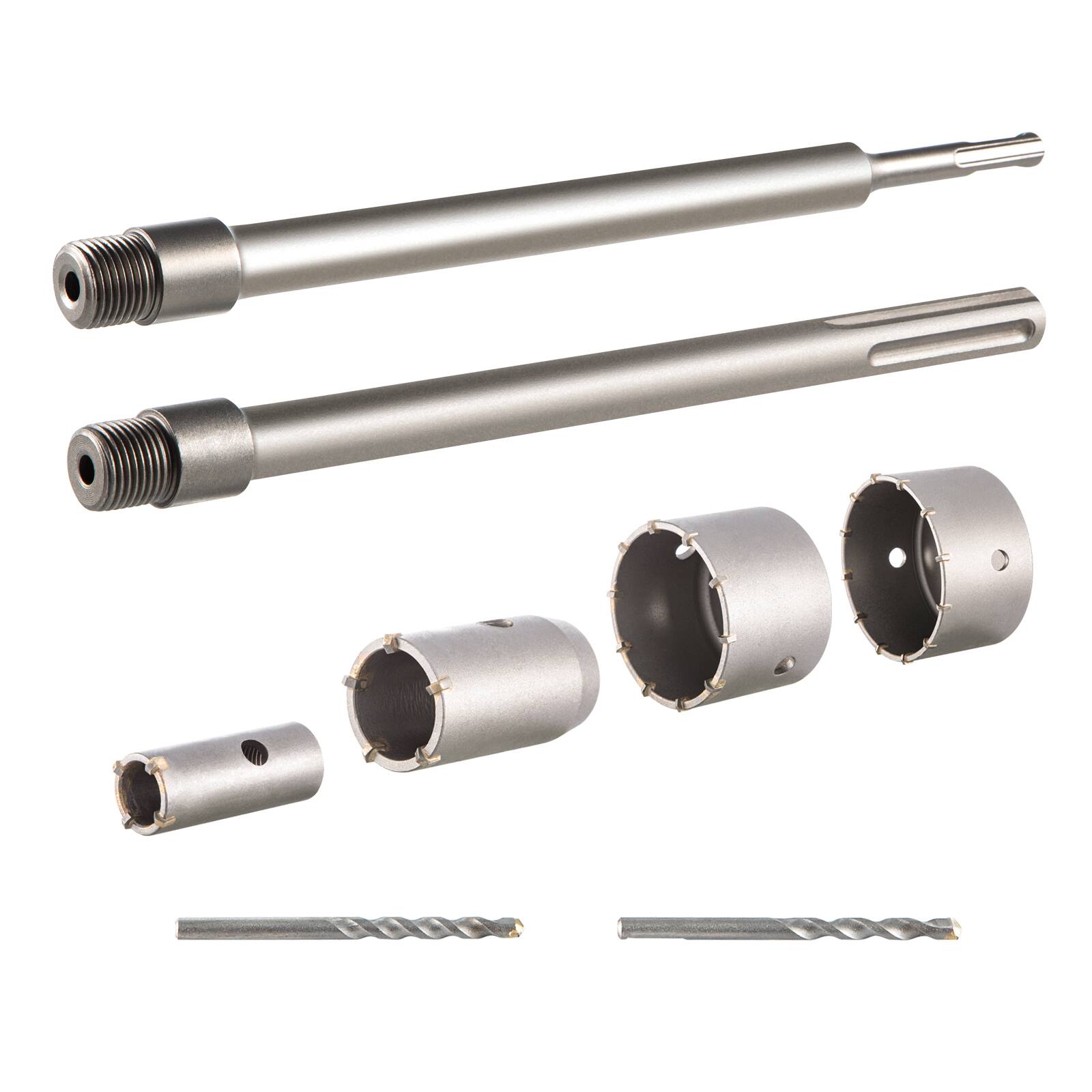 Alt View 5. VEVOR - Concrete Hole Saw Kit, 1-2/11\", 1-3/5\", 2-9/16\", 3-5/32\", 3-15/16\" Drill Bit Set SDS Plus - Sliver.