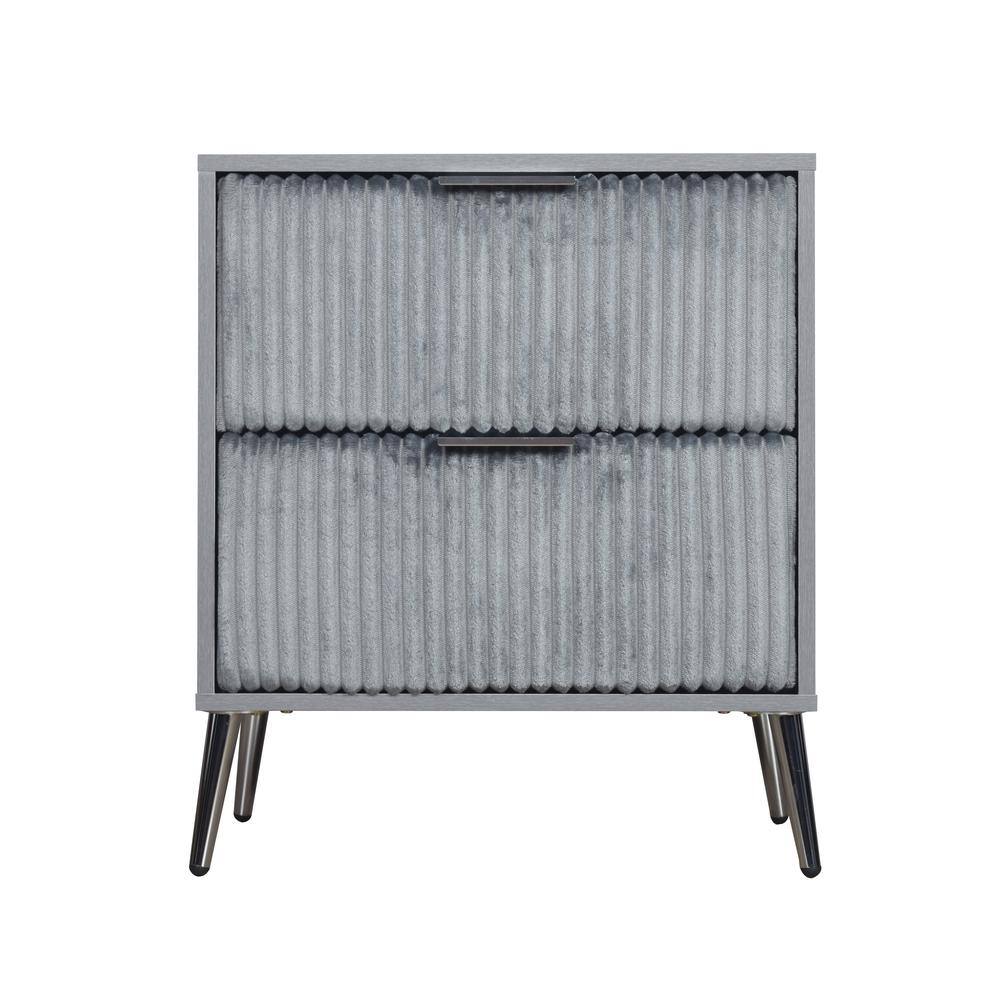 Angle. New Classic Furniture - Kailani Nightstand- Gray - Gray.