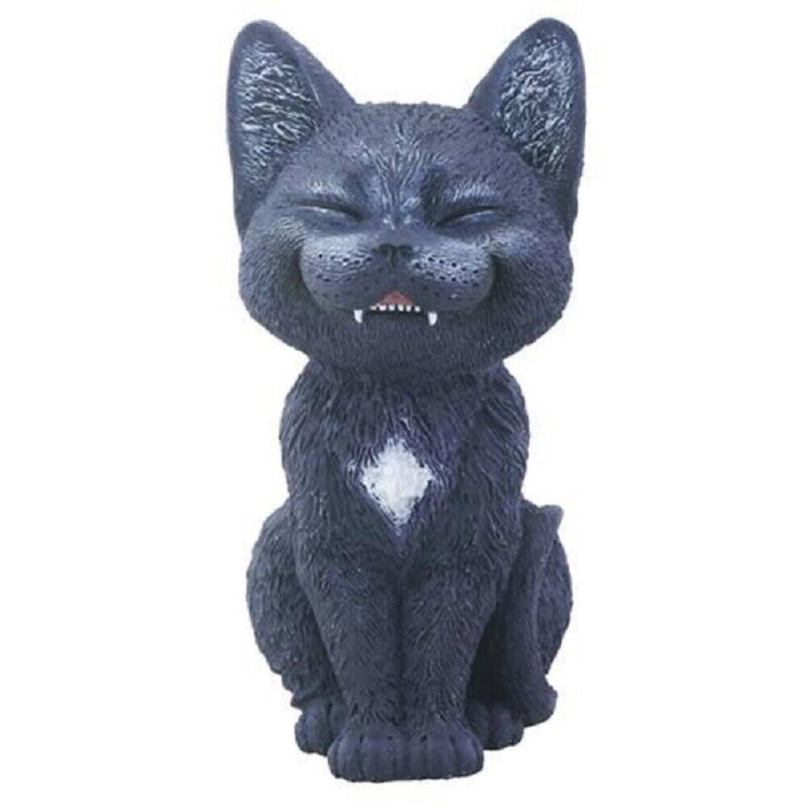 Front. Pacific Trading - Teehee Themed Decorative Figurine Statue - Black Laughing Kitty Cat 4 Inch - Black.