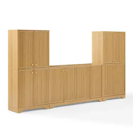 Front. Crosley Furniture - Naomi 3-Piece Entertainment Center - Sideboard & 2 Pantries - Brown.