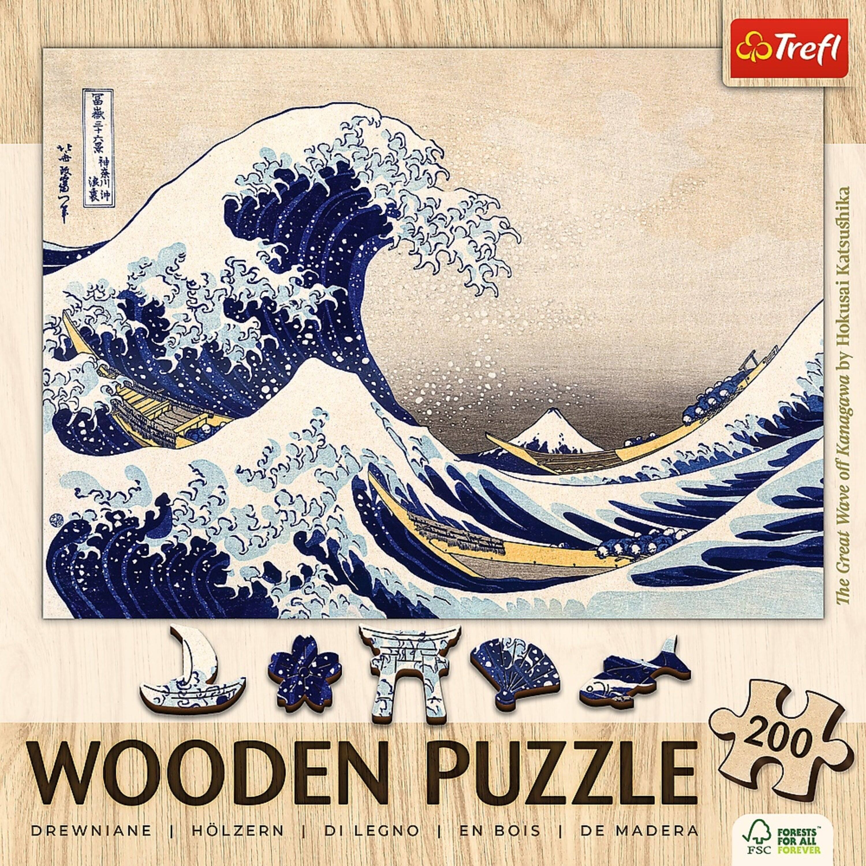 7 Trefl Katsushika Hokusai by Kanagawa off Wave Great The 200 WOODEN PUZZLE DREWNIANE | HÖLZERN | DILEGNO | EN BOIS | DE MADERA FORESTS FOR ALL FSC FOREVER