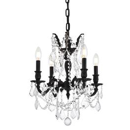 Elegant Lighting - Rosalia 4-Light Traditional Brass Chandelier - Bronze