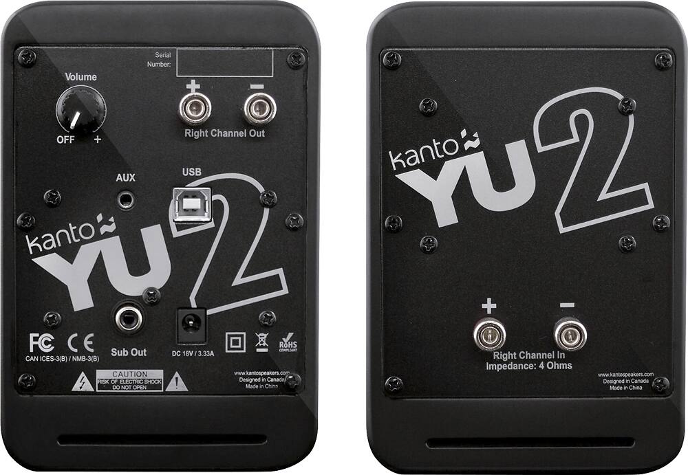 Back. Kanto - YU2 3" 2-Way Powered Desktop Speakers (Pair) - Gloss Black.