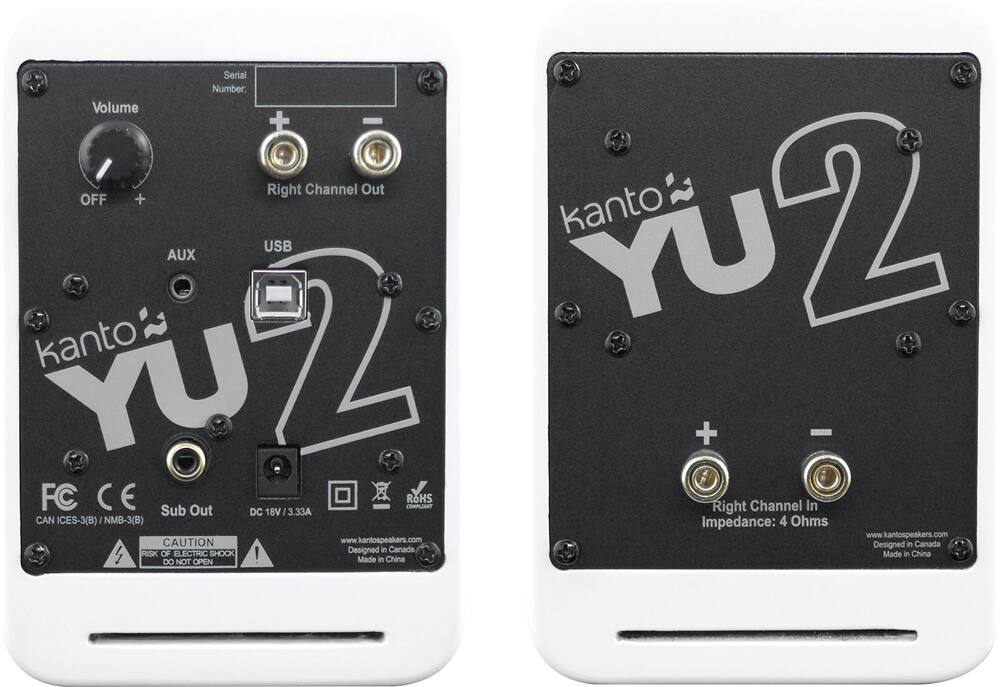 Back. Kanto - YU2 3" 2-Way Powered Desktop Speakers (Pair) - Gloss White.