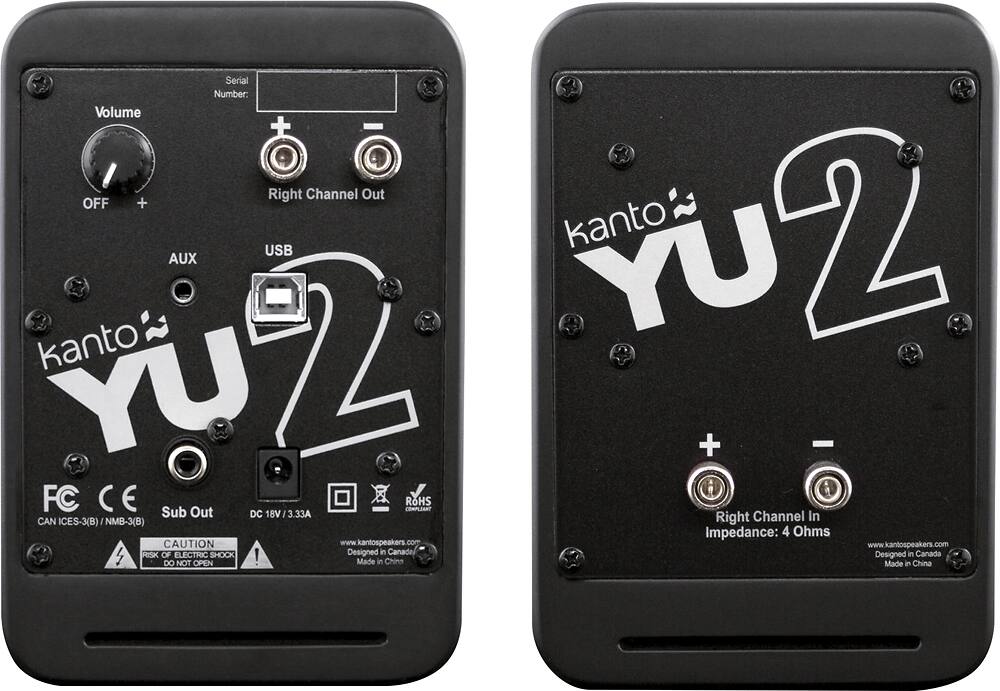 Back. Kanto - YU2 3" 2-Way Powered Desktop Speakers (Pair) - Matte Black.