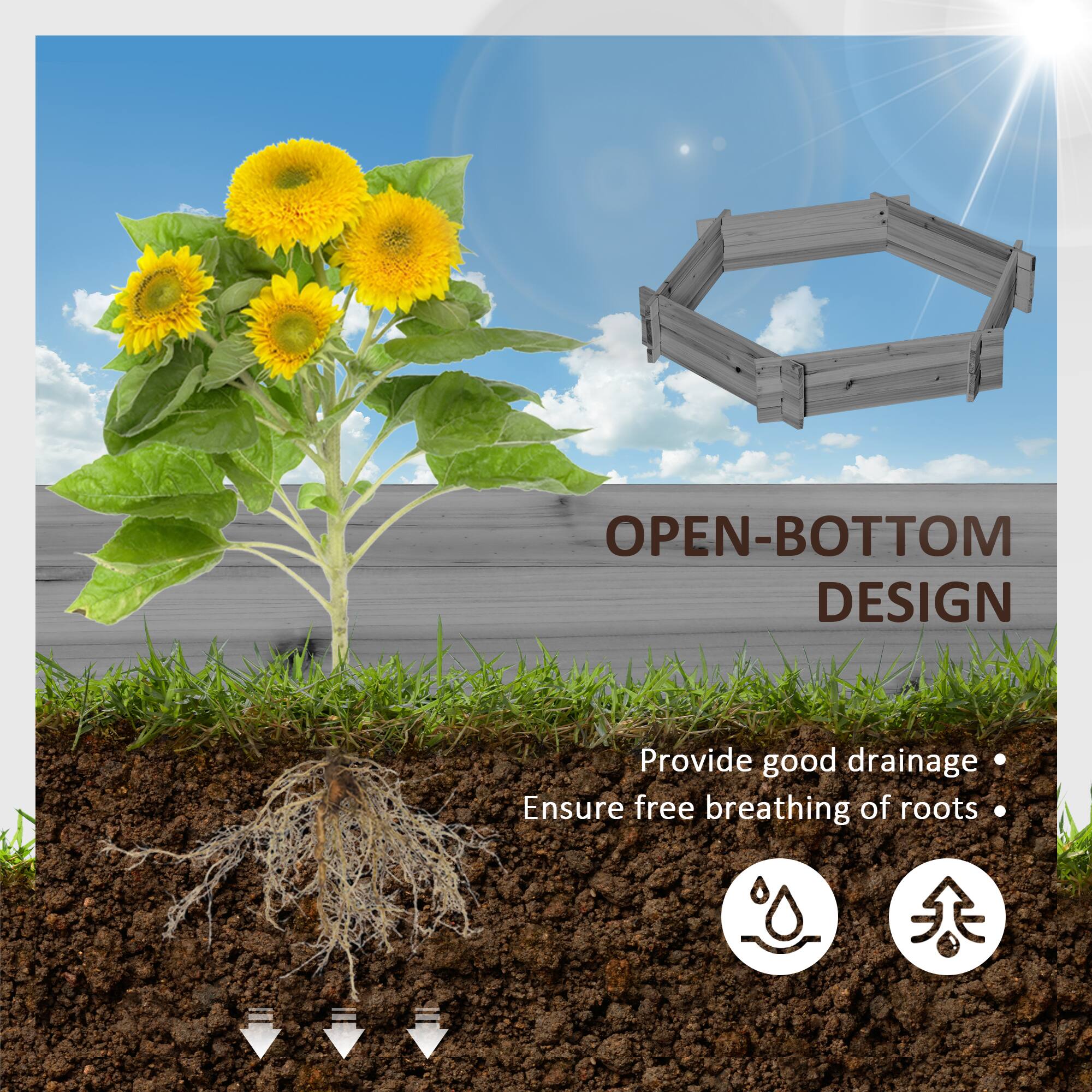 OPEN-BOTTOM DESIGN  
Provide good drainage  
Ensure free breathing of roots