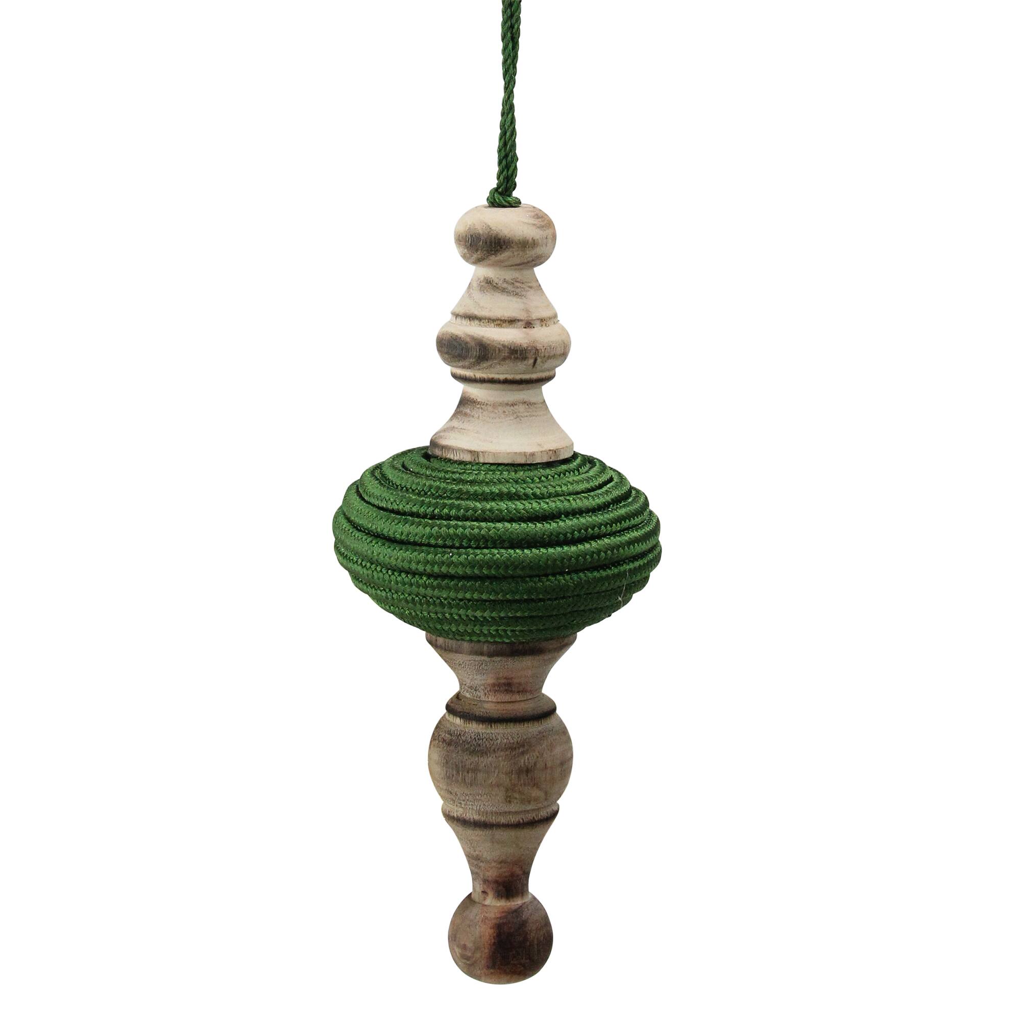 Alt View 1. Melrose - 2ct Green and Beige Christmas Finial Drop Ornaments 9" - Green.
