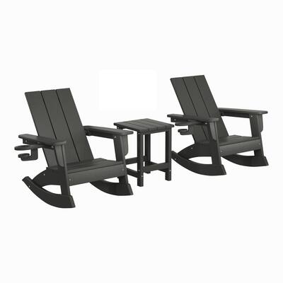 Front. WestinTrends - WestinTrends Ashore 3-Piece Kids Modern Rocking Chair With Cup Holder and Square Side Table Set - Gray.