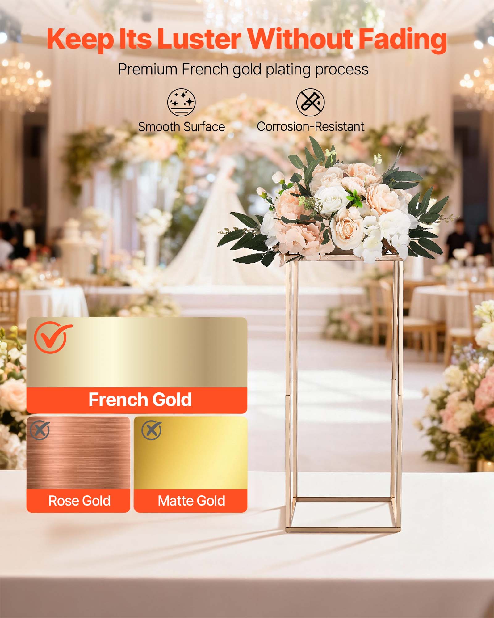 Keep Its Luster Without Fading  
Premium French gold plating process  
Smooth Surface  
Corrosion-Resistant  

French Gold  
Rose Gold  
Matte Gold