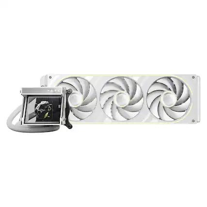 Front. TRYX - HOLO ARGB 360mm Holographic AIO Liquid Cooler - White.