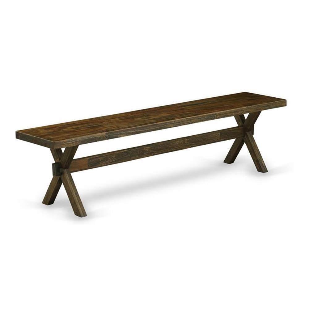 Left. East West Furniture - X-Style Modern Dining Room Bench with Wooden Seat - Brown.
