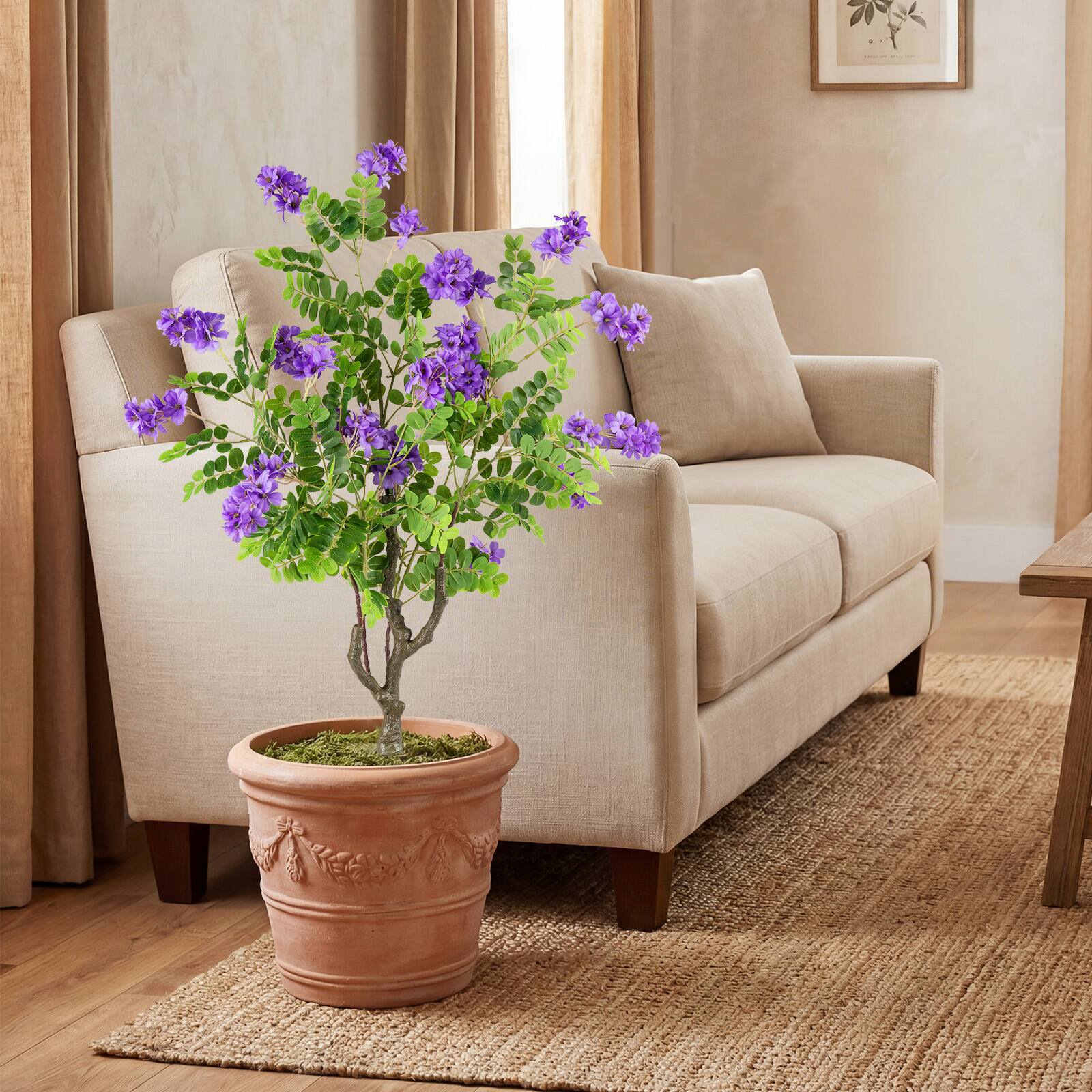 Alt View 4. Gymax - Gymax 2 Pack Artificial Locust Flower Trees w/Ground Spikes Sophora Japonica Blossoms White & Purple - Purple.