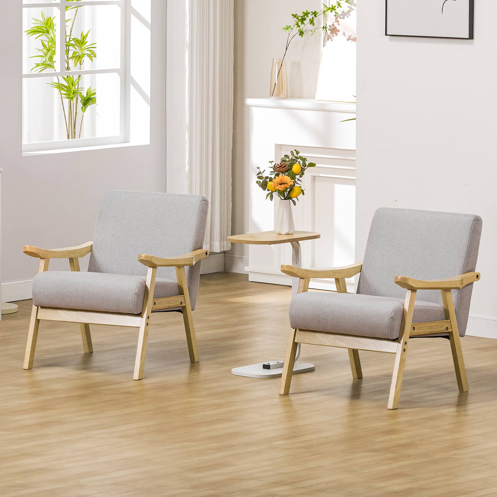 Alt View 4. CloudRest Pro - Comfy Reading Armchair with Curved Armrests Living Room Chairs,Gray - Gray.