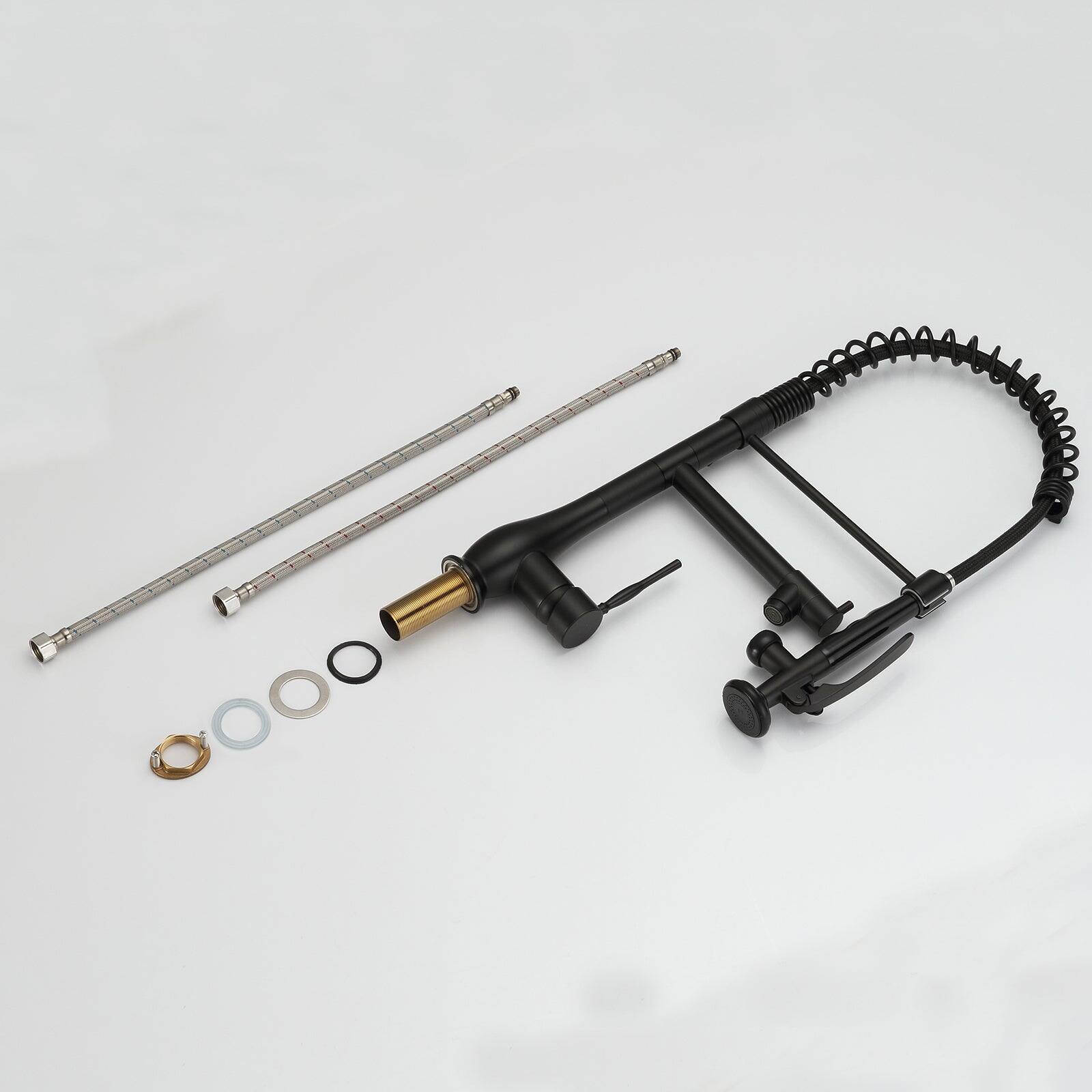 Alt View 2. Boyel Living - Matte Black Single Handle No Sensor Gooseneck Pull Down Sprayer Kitchen Faucet with Dual Function - Matte Black.