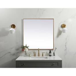 Elegant Decor - Metal Frame Square Mirror 30 inch - Brass