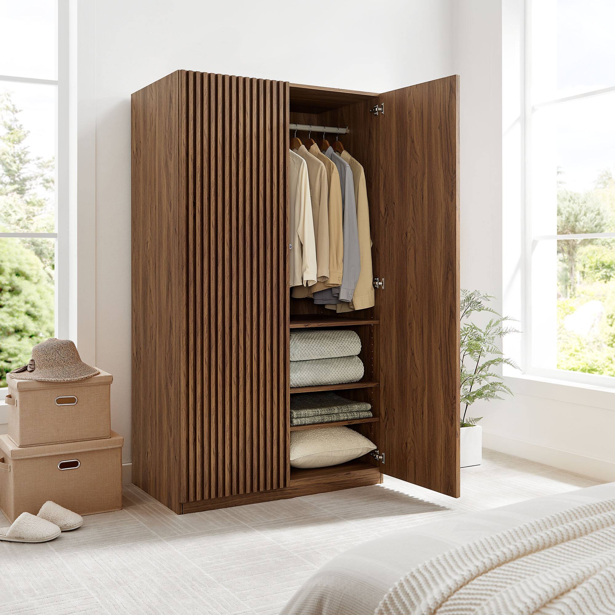 Alt View 6. Modway - Render 2-Door Wardrobe Closet - Brown.