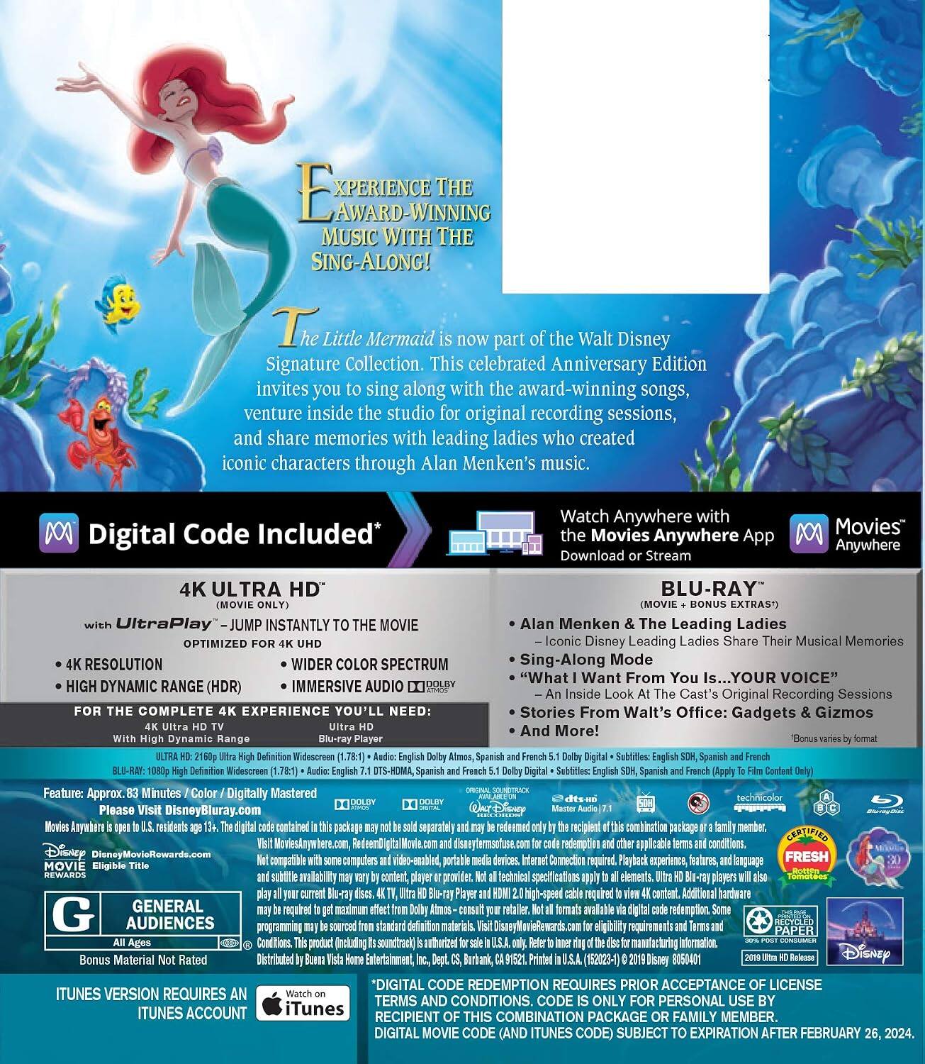 Alt View 1. The Little Mermaid (30th Anniversary Signature Collection)   - 4K Blu-Ray.