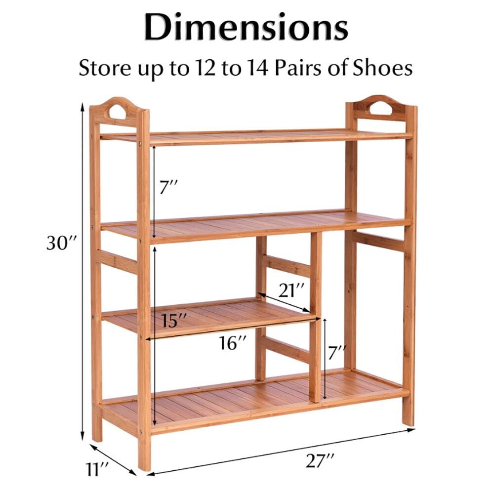 Dimensions  
Store up to 12 to 14 Pairs of Shoes  

7"  
30"  
21"  
15"  
16"  
7"  
11"  
27"