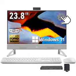 Dell - 23.8" FHD Touchscreen All-in-One Desktop,Intel Core 7 150U,16GB DDR5,512GB SSD+1TB Docking Station,Win 11 - White