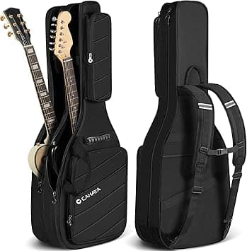 CAHAYA - Dual Electric Guitar Gig Bag - Padded for 2 Guitars, Fits ST, TELE & LP - Black Backpack CY0378-1