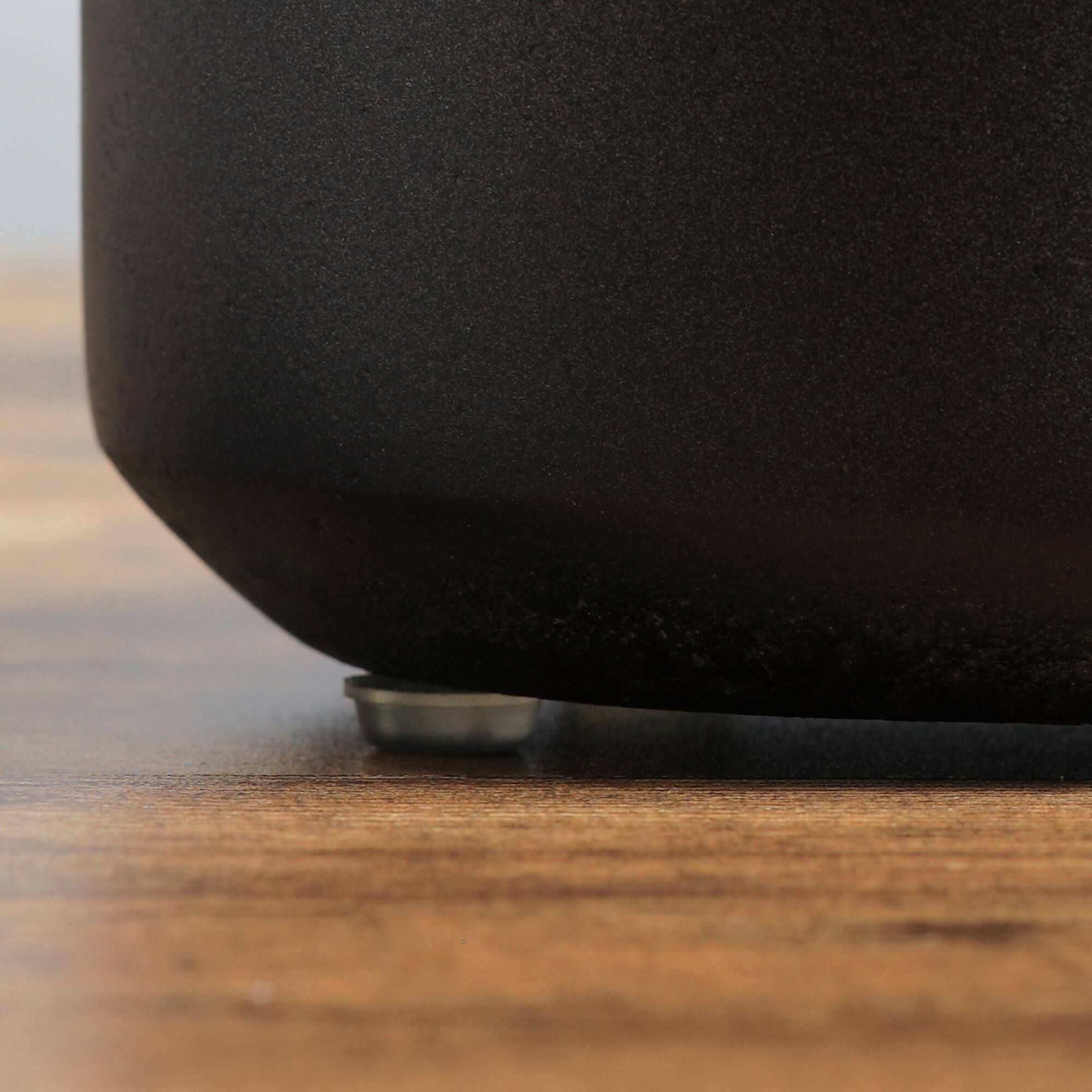 Angle. APRILSOUL - Tabletop Fireplace Mini Concrete Ethanol Fire Bowl with Lid Burns up with Liquid and Solid Tablet Alcohol Dark Grey.