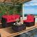 Alt View 3. Costway - 4PCS Patio Rattan Furniture Set Sofa Ottoman Cushion Garden Deck - Red.