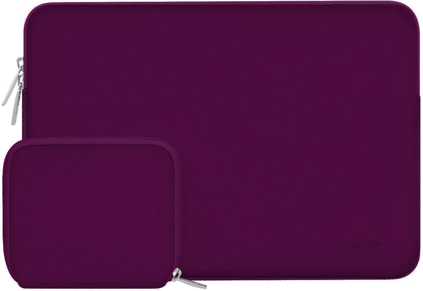 Front. mosiso - 16 inch Laptop Sleeve with Neoprene Padding and Small Accessory Pouch - fits 15–16 inch Notebooks - Magenta Purple.
