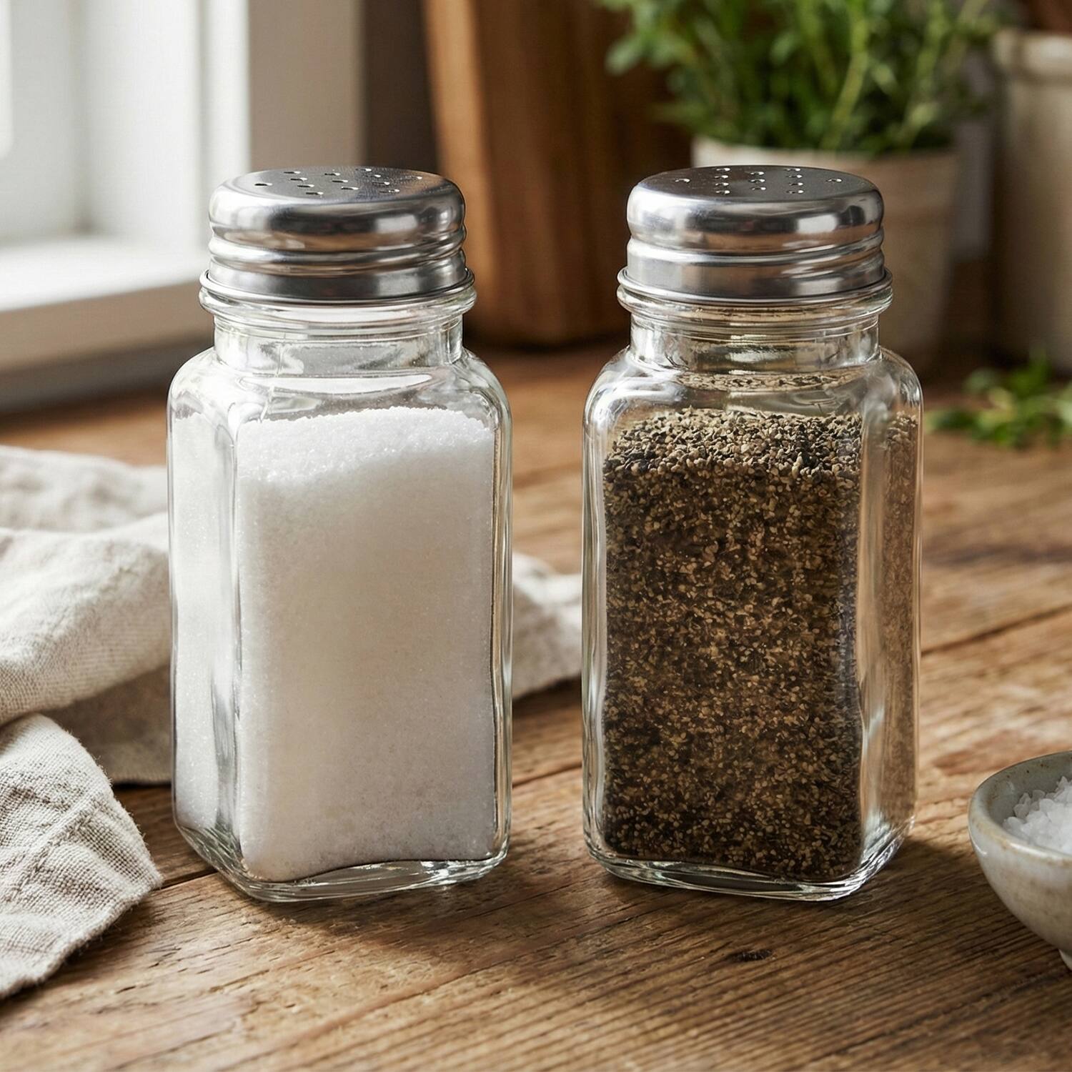 Left. Jay Import - Yorkshire Set Of 2 Salt & Pepper Shakers 2.87 Oz. - Clear.