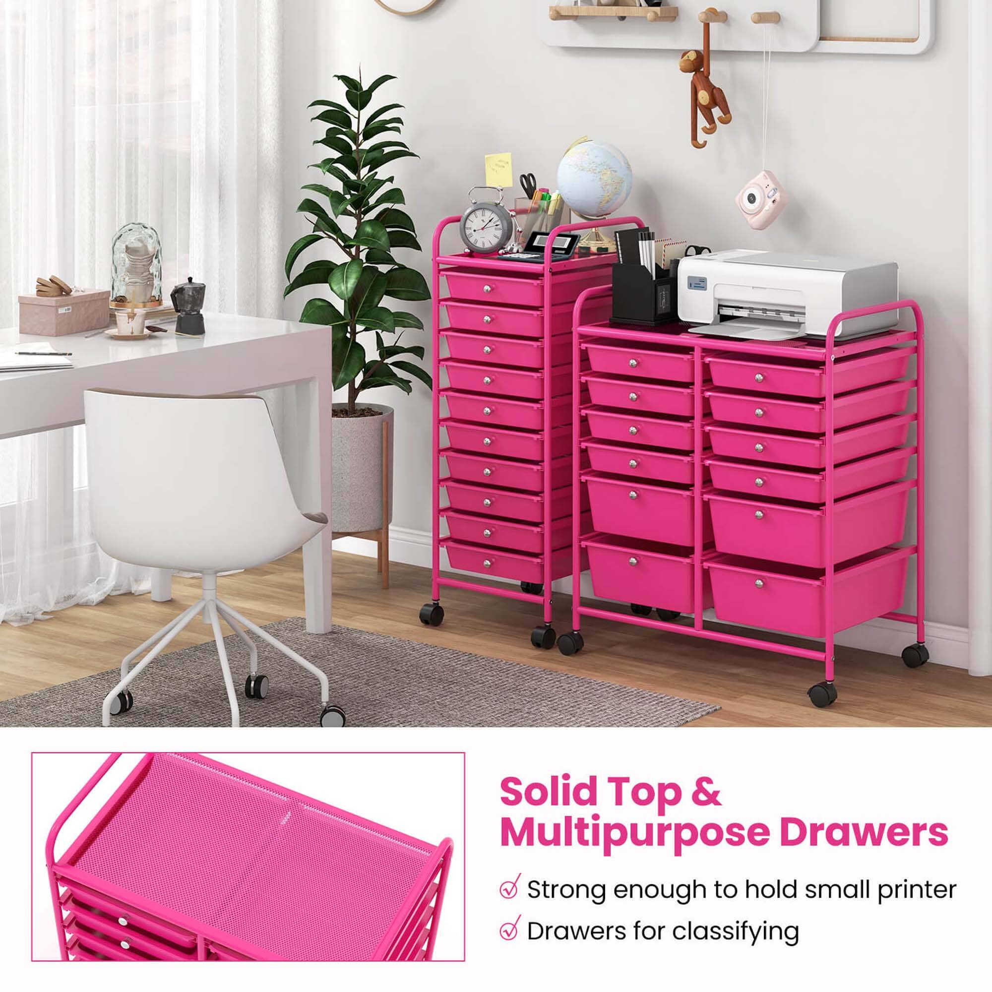 a - Solid Top & Multipurpose Drawers
Strong enough to hold small printer
Drawers for classifying