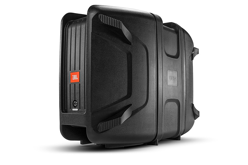 Angle. JBL - EON208P 8" 2 way PA System with Integrated 8 Channel Mixer and Microphone - Black.