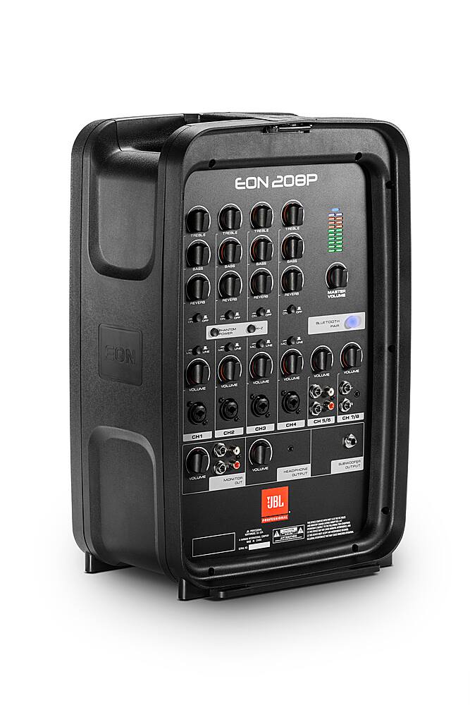 Alt View 12. JBL - EON208P 8" 2 way PA System with Integrated 8 Channel Mixer and Microphone - Black.