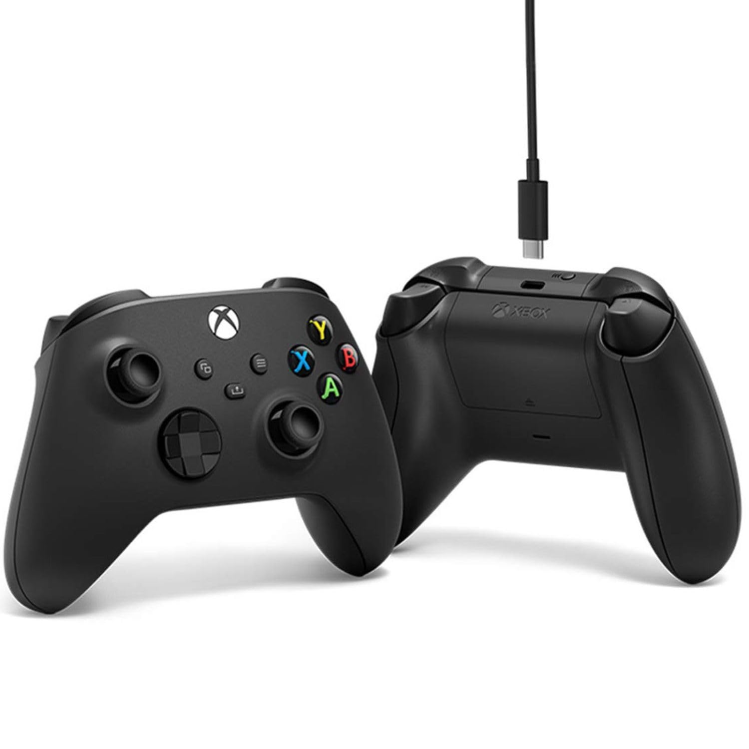Alt View 2. Microsoft - Microsoft Xbox Wireless Controller w/USB-C Cable for PC, Carbon Black, 1V8-00001 (2-Pack) - Black.