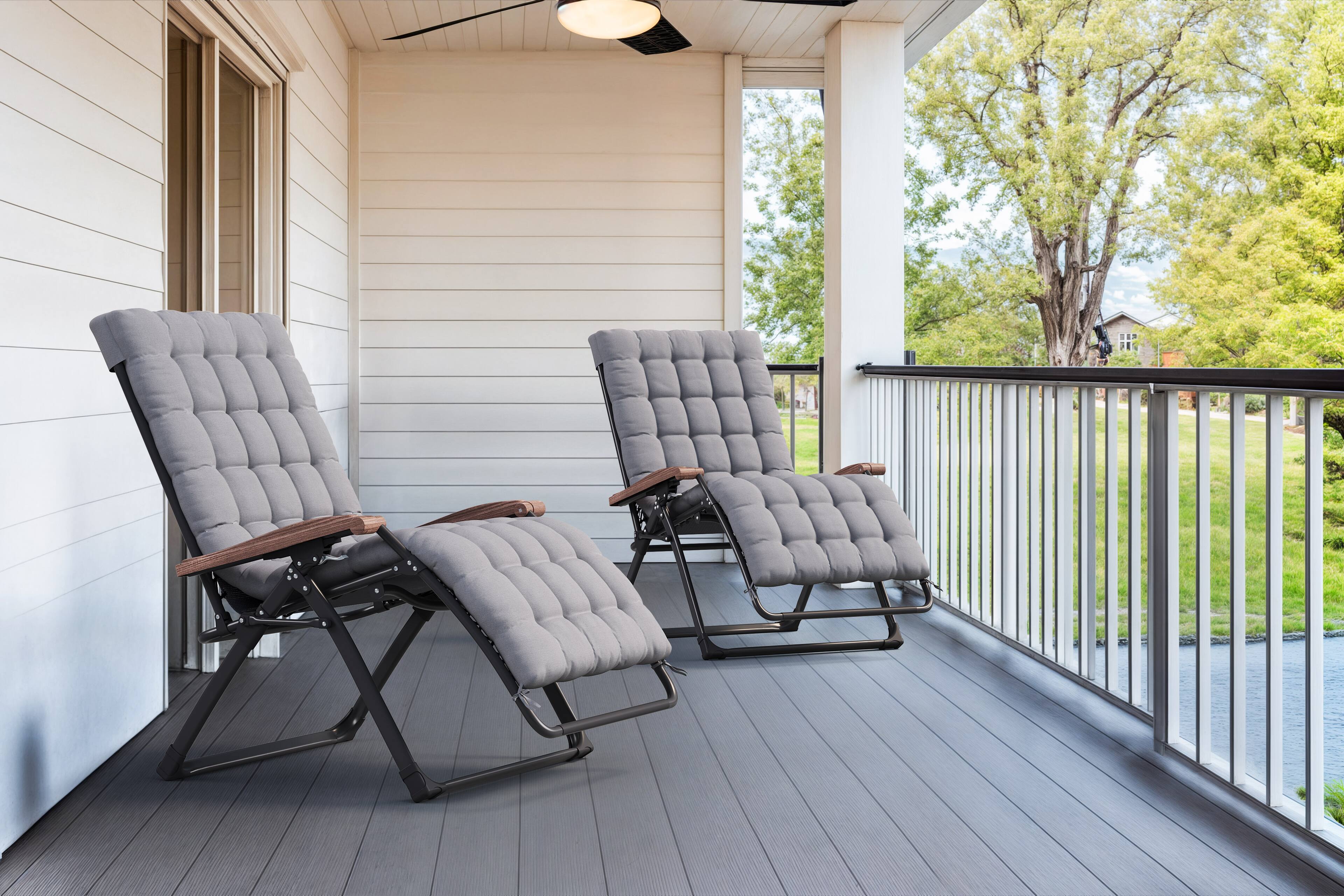 Alt View 1. PURPLE LEAF - ExtraWide Patio Reclining Chair Zero Gravity Chaise Lounge Folding Chair with Removable Cushion Adjustable Headrest - Grey.