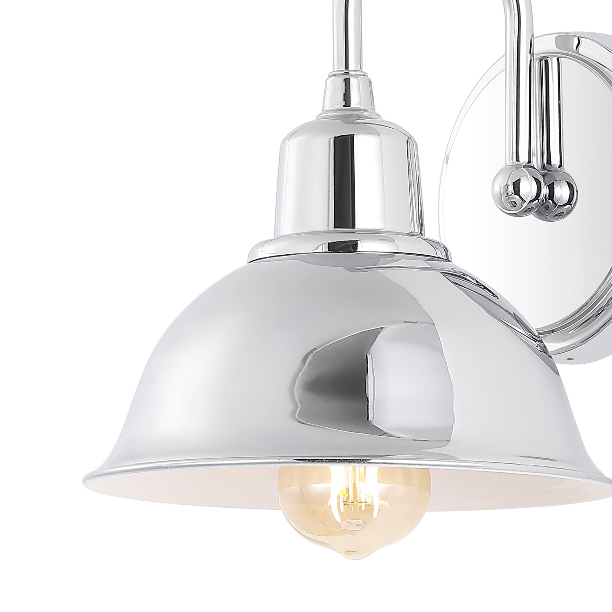 Alt View 4. Jonathan Y - Frisco 8" 1-Light Farmhouse Industrial Iron LED Vanity, Chrome - Chrome.