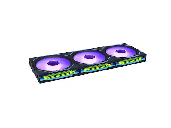 Front. Lian Li - UNI FAN SL-INF Wireless 120 Reversed Blade Triple Pack - Black.